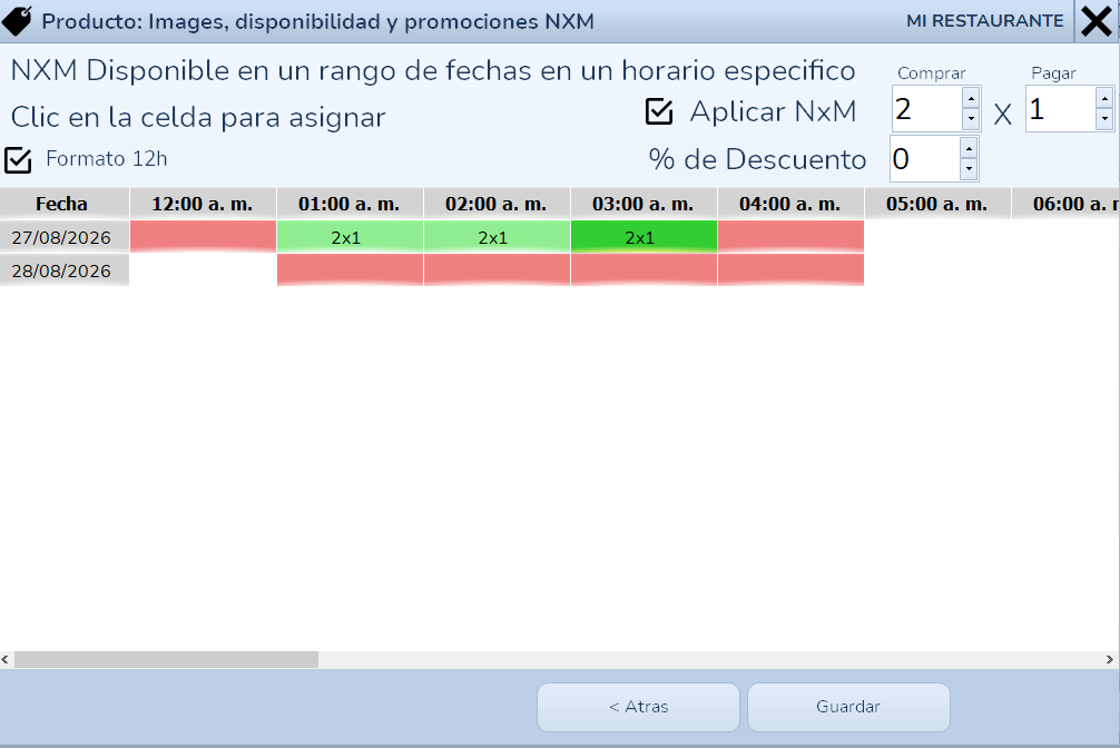 Promociones temporales por fecha y horario